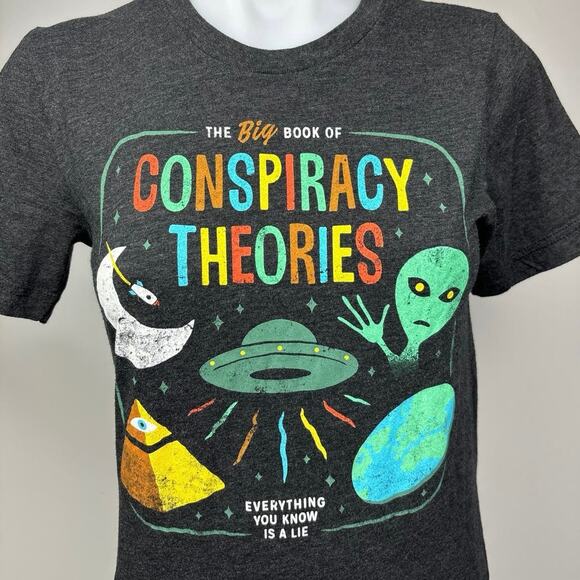 Conspiracy Theory Short Sleeve Funny Humorous Wicked Graphic T-Shirt Top Size XS - Picture 4 of 4